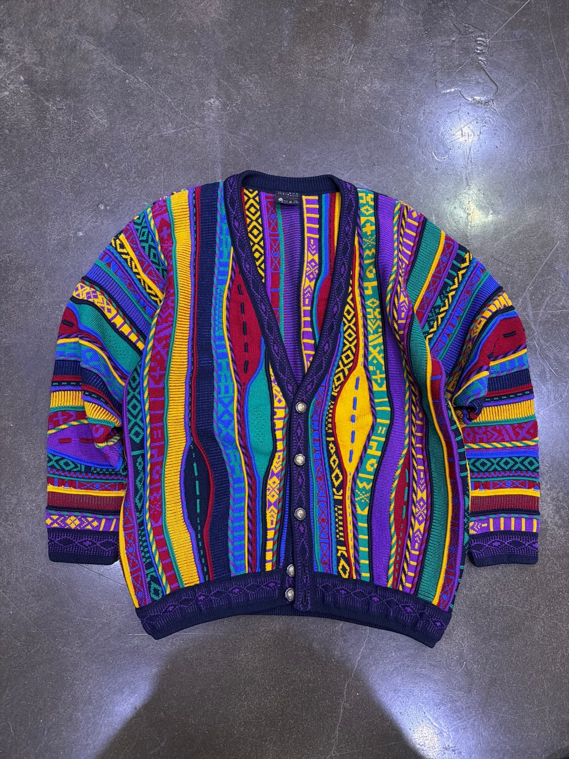 Emaroo 에마루 멀티 컬러 케이블 패턴 헤비 울 니트 가디건 M 상품이미지1