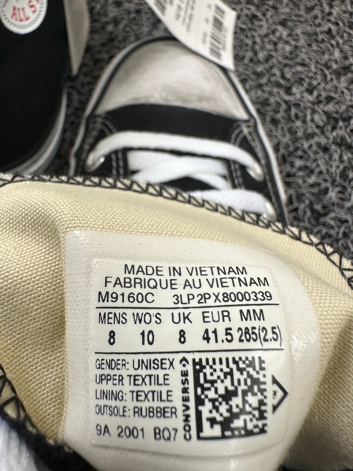 꼼데 컨버스 블랙 하이 265mm 상품이미지5
