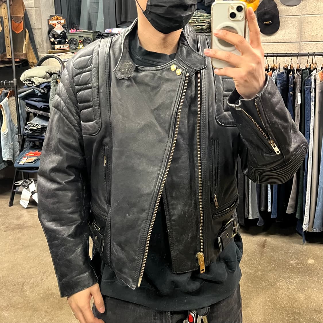 90s 빈티지 퀼티드 더블 라이더 자켓 (100-105) 상품이미지7