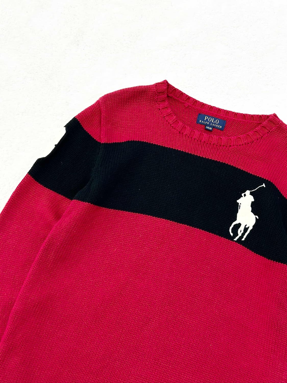 폴로 빅포니 배색 라운드니트 상품이미지6