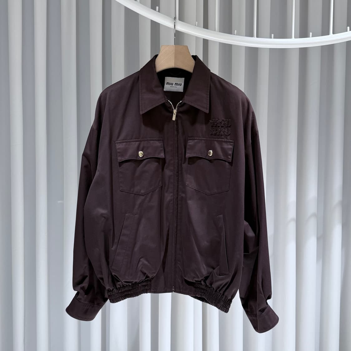 40 / 미우미우 워시드 개버딘 코코아 브라운 블루종 자켓 상품이미지1