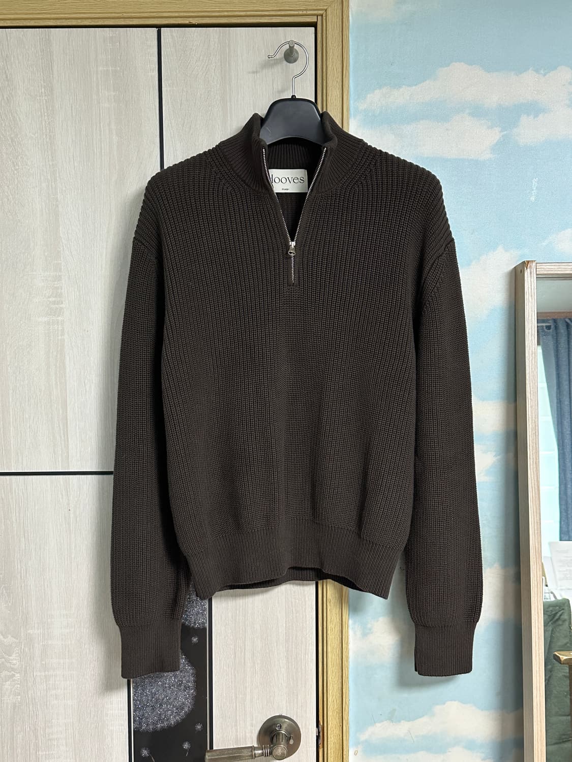 (XL) 후브스 미드넥 하프집업 니트 [딥브라운] 상품이미지2