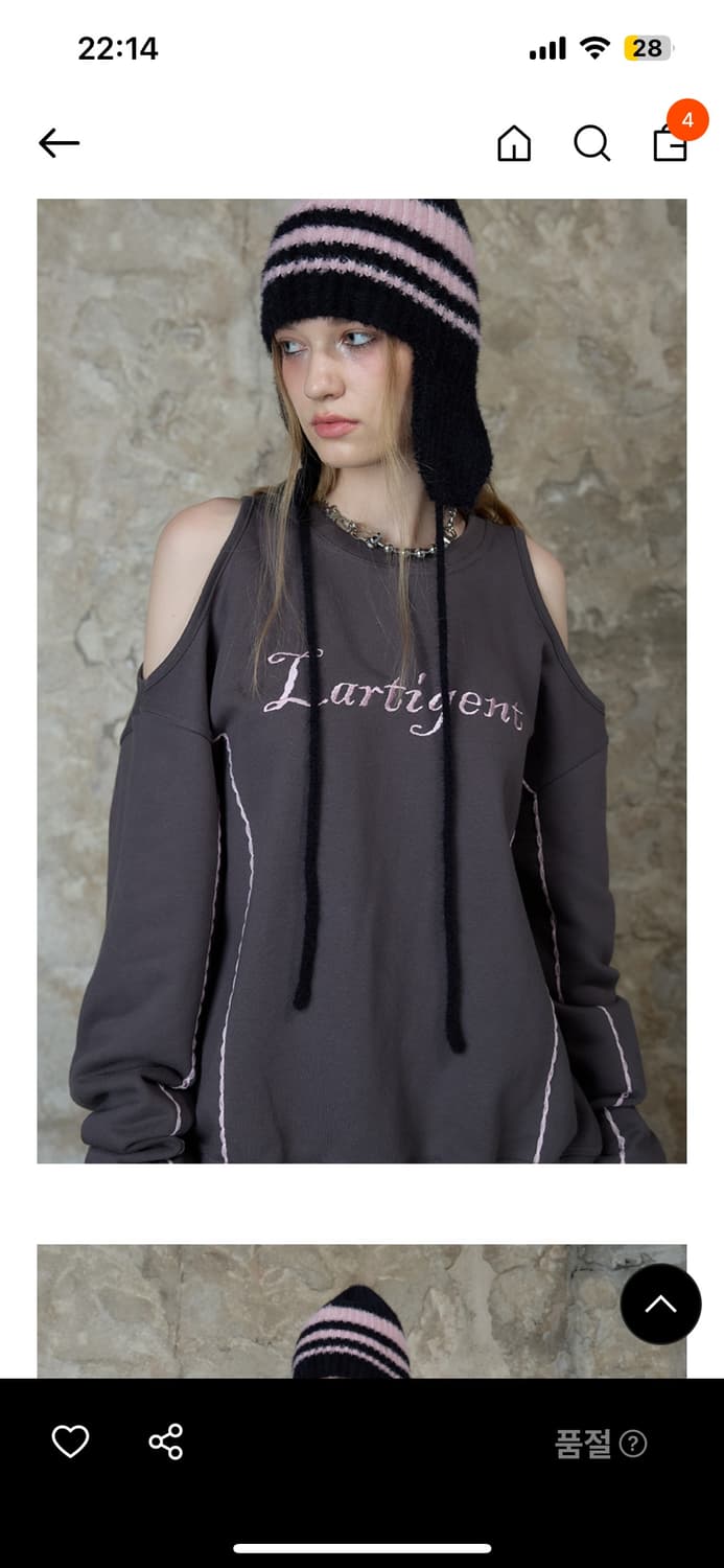 라티젠L13 CUT-OUT STITCH SWEATSHIRT(CHARCOA 상품이미지2