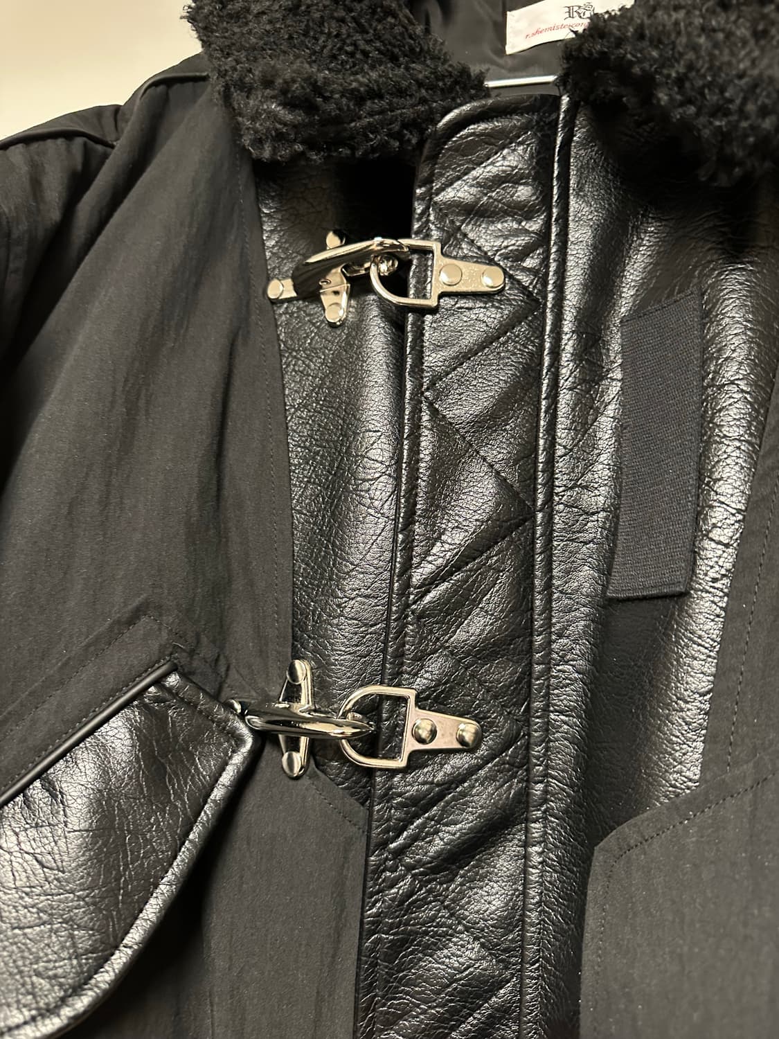 [1] Rssc x 포그서비스 파이어맨 레더 믹스 코튼 봄버 자켓 상품이미지3