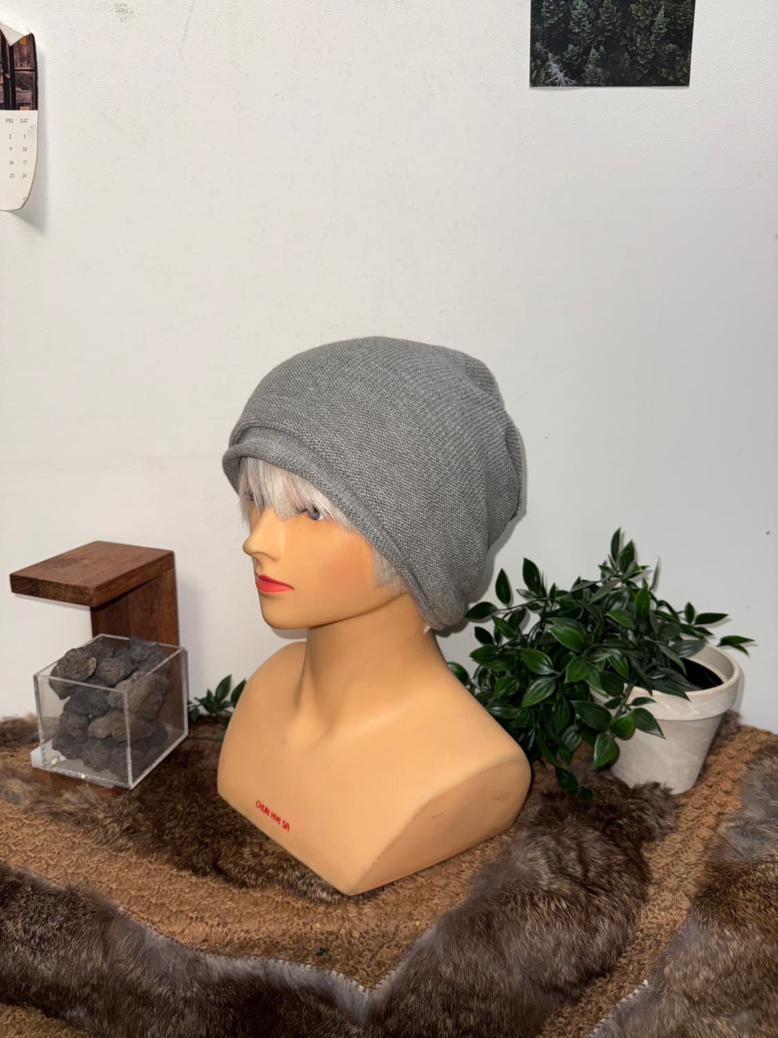 Gray loose knit beanie 상품이미지1