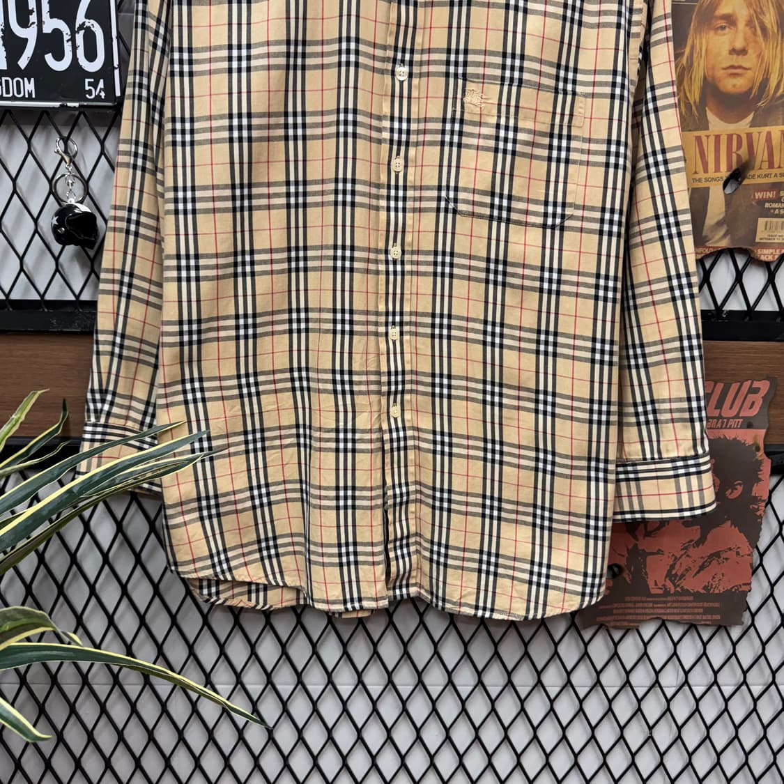 00s 버버리 런던 노바체크 긴팔 셔츠 기사 로고 포인트 베이지 상품이미지4