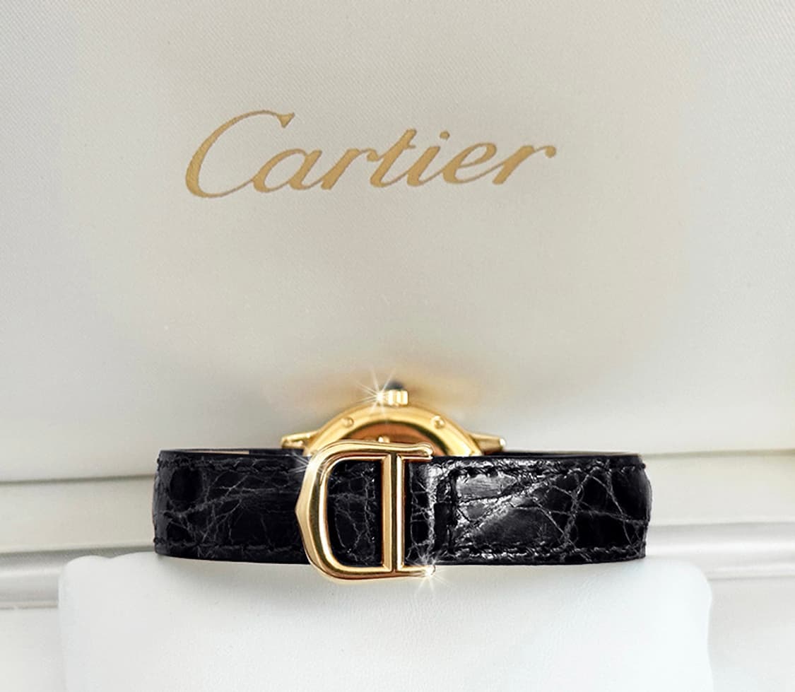 까르띠에 론드 아이보리 다이얼 빅 다이아 여성 악어가죽 시계 상품이미지8