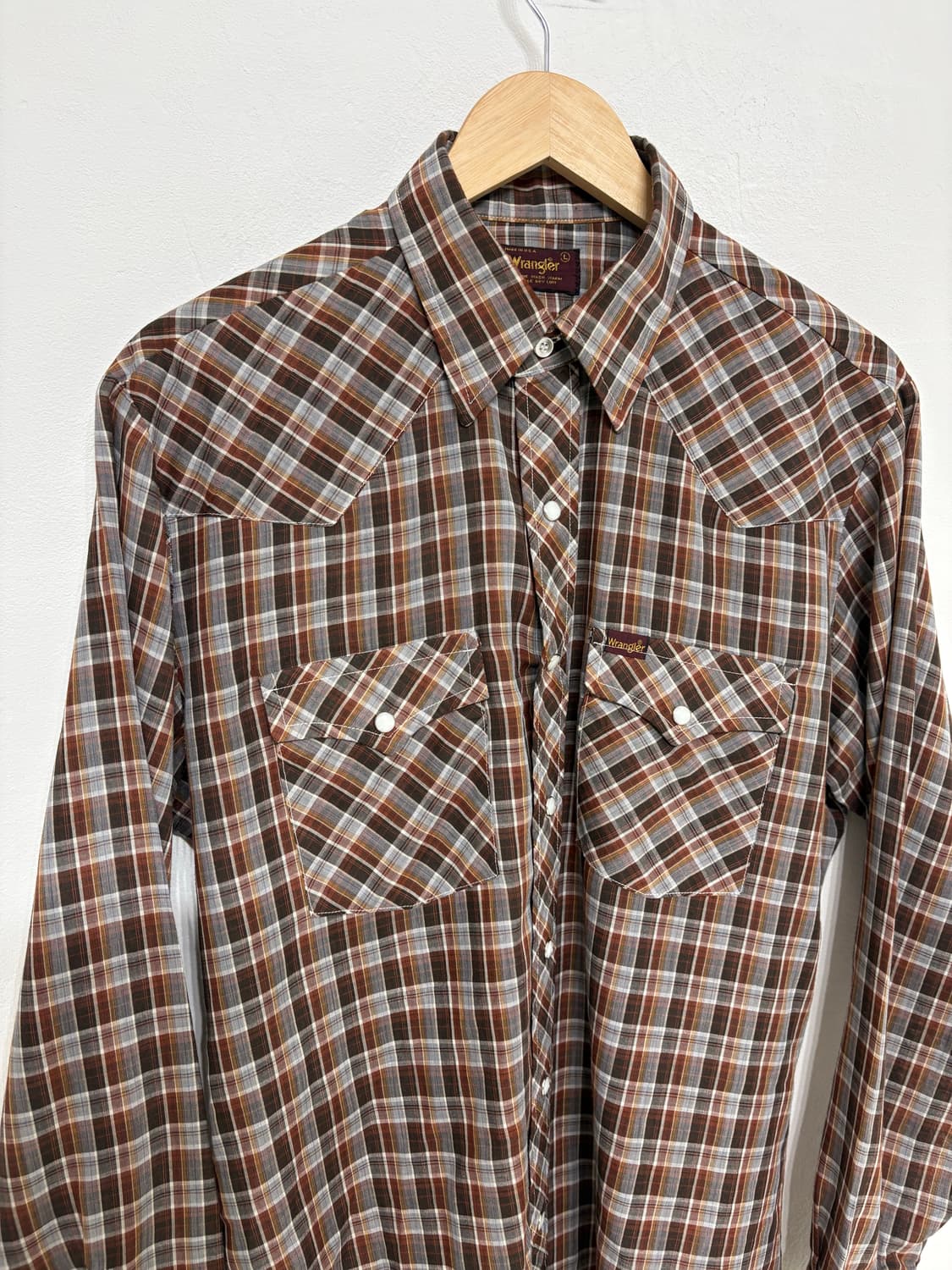 80's vtg Wrangler check Western shirt. 상품이미지2