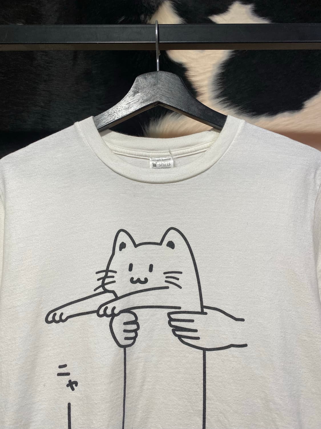 Japanese vtg 고양이 프린팅 반팔 티셔츠 상품이미지2