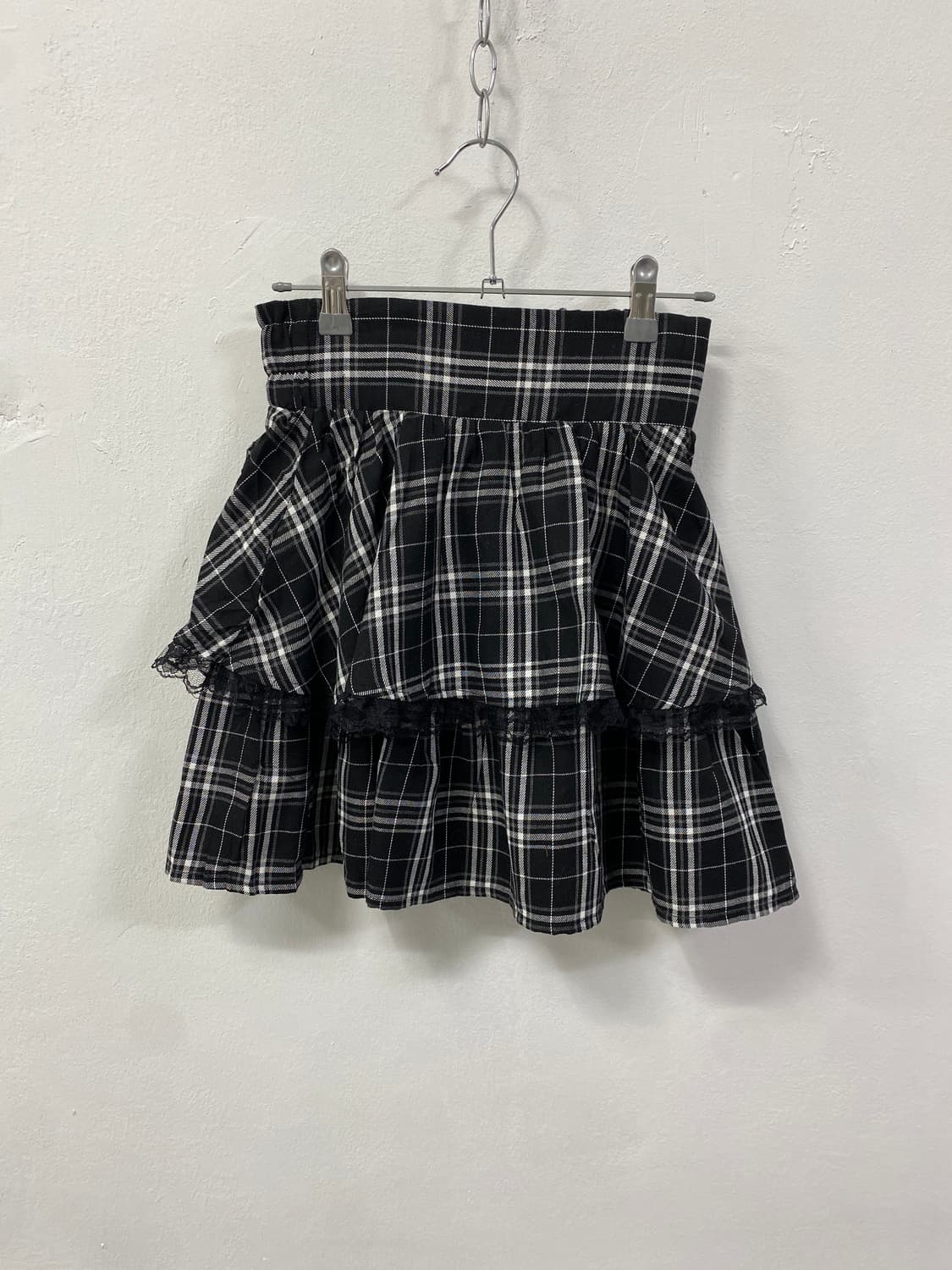 프레피 룩 체크 프릴 스커트 상품이미지4