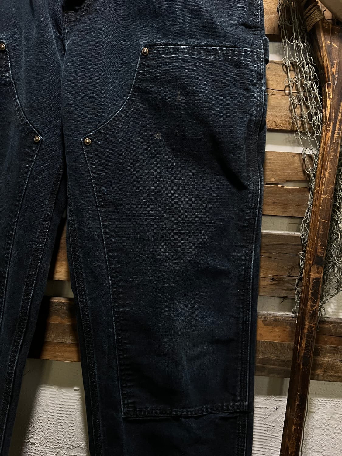 [32]칼하트 USA 빈티지 페이딩 블랙 더블니 워크 팬츠 상품이미지4