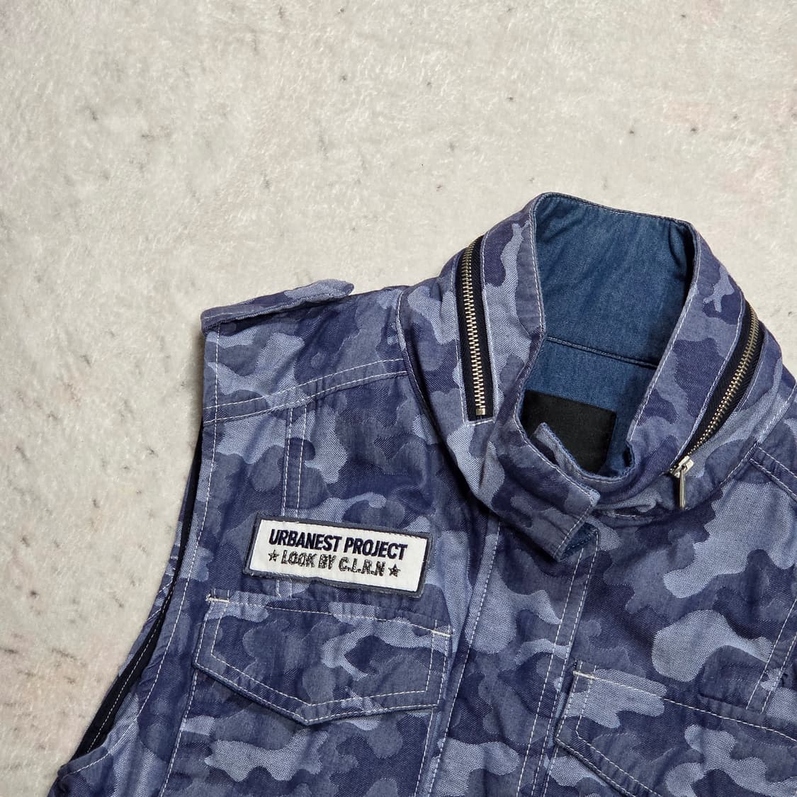 빈티지 블루 밀리터리 투포켓 베스트 상품이미지2