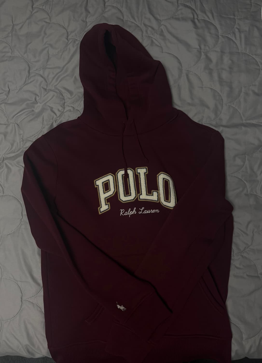 ( 1회 착용 M ) 폴로 랄프로렌 로고 플리스 후드티 버건디 상품이미지1