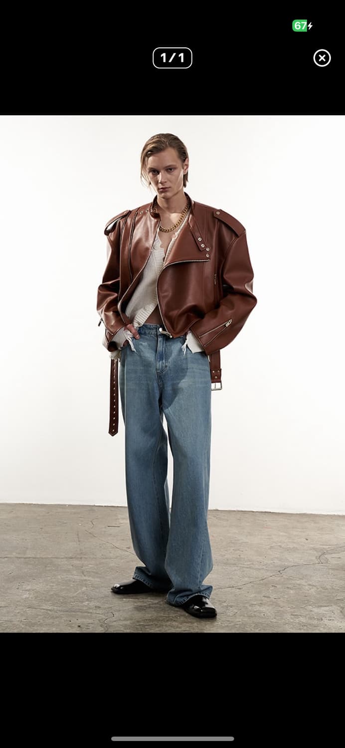 시스템옴므 System Brown Cropped 레더 자켓 상품이미지7