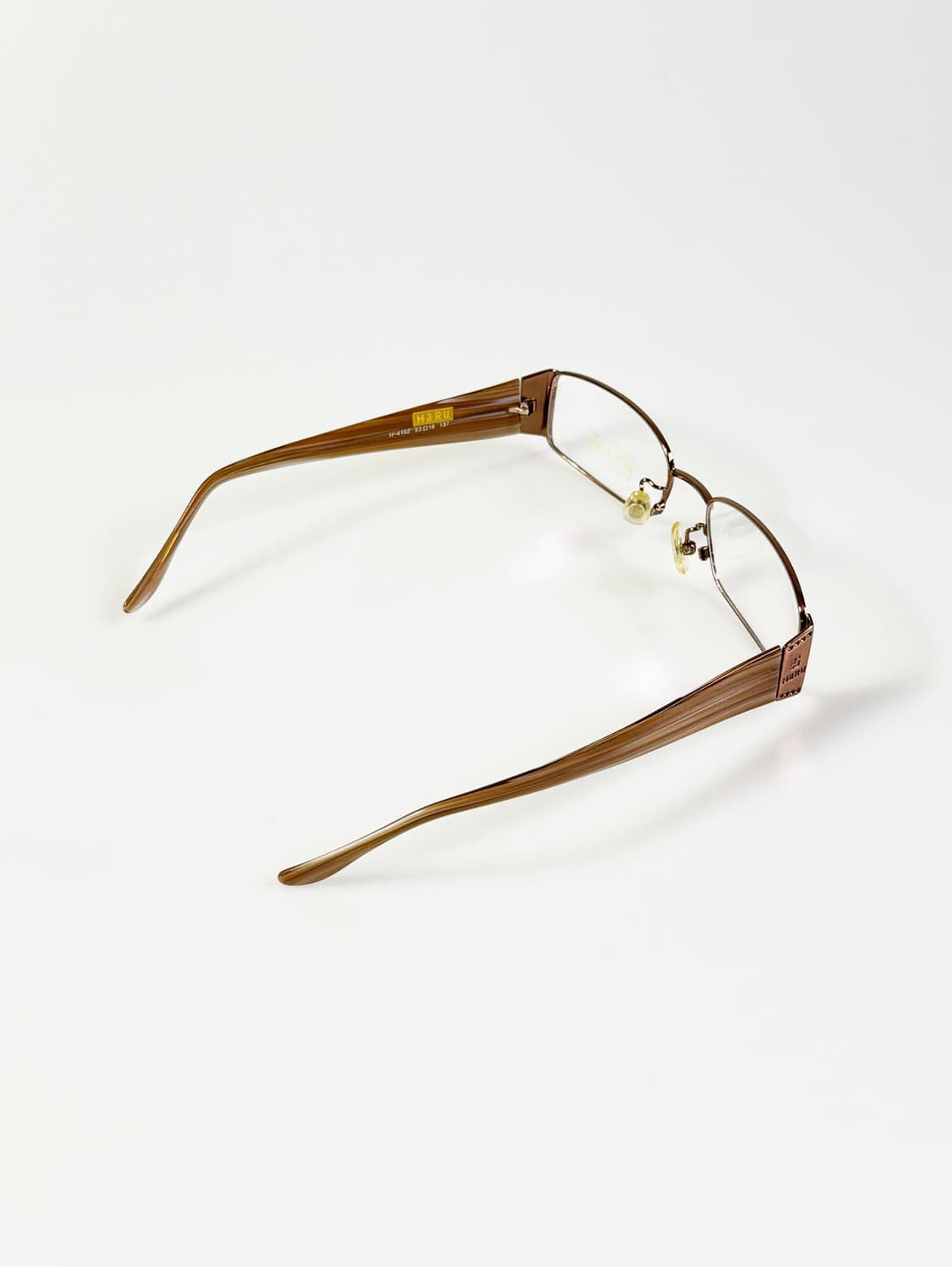 HARU 슬림 스퀘어 엠버 브라운 메탈 프레임 빈티지 안경 상품이미지4