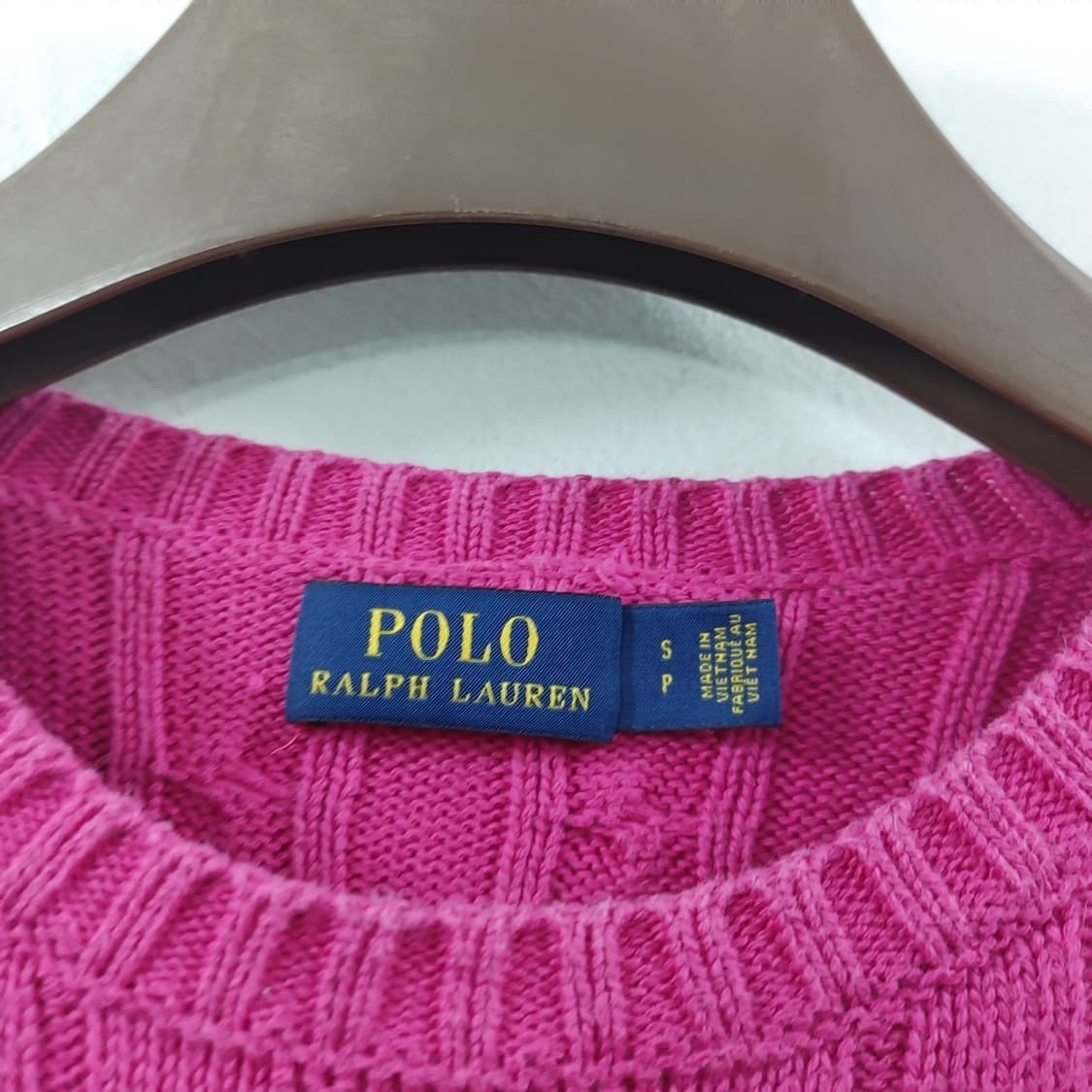 S 폴로랄프로렌 여성 핫핑크 꽈배기 데일리 니트 스웨터 상품이미지3
