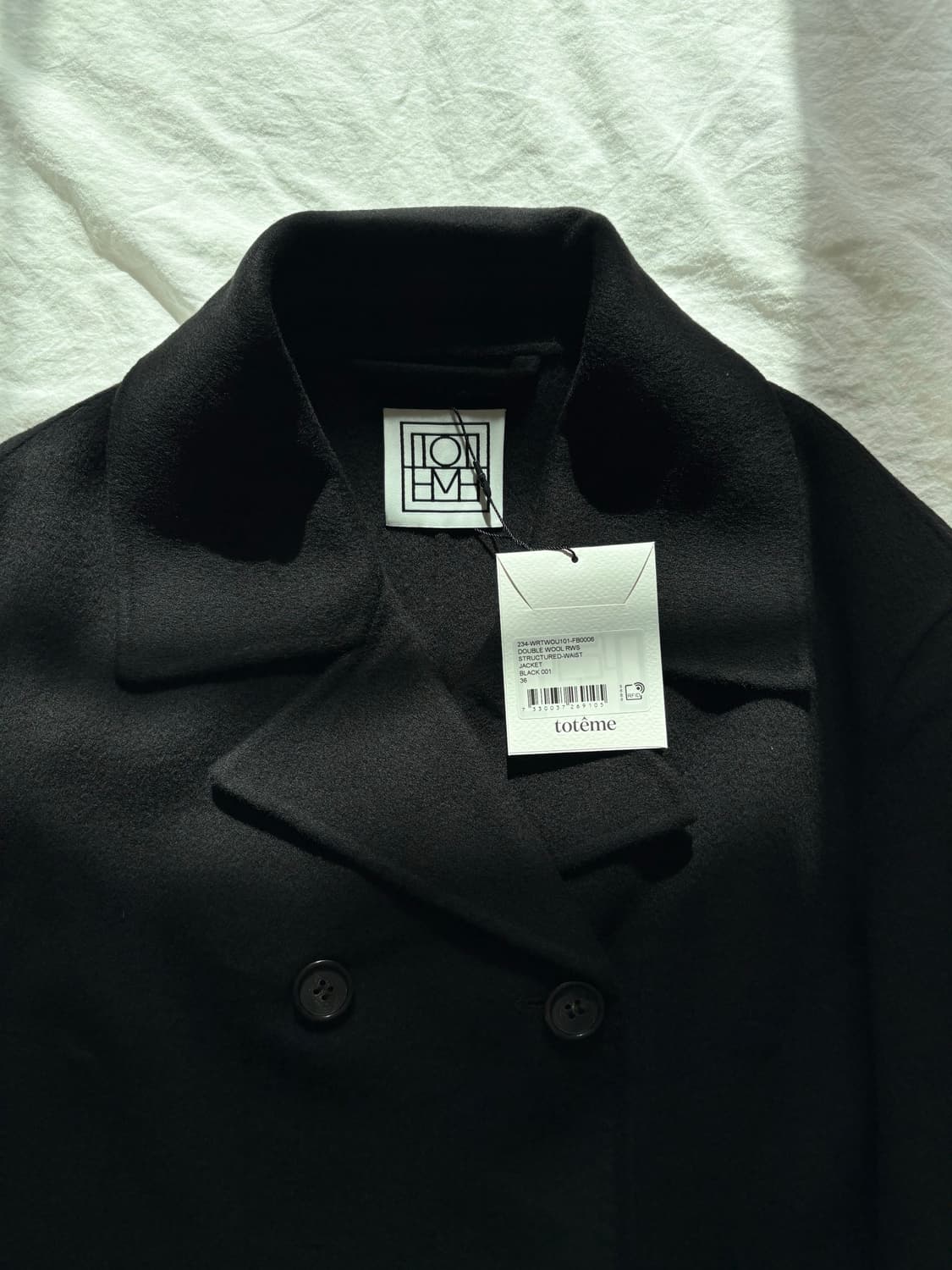 토템 울 하프 더블 코트 블랙 36 상품이미지3