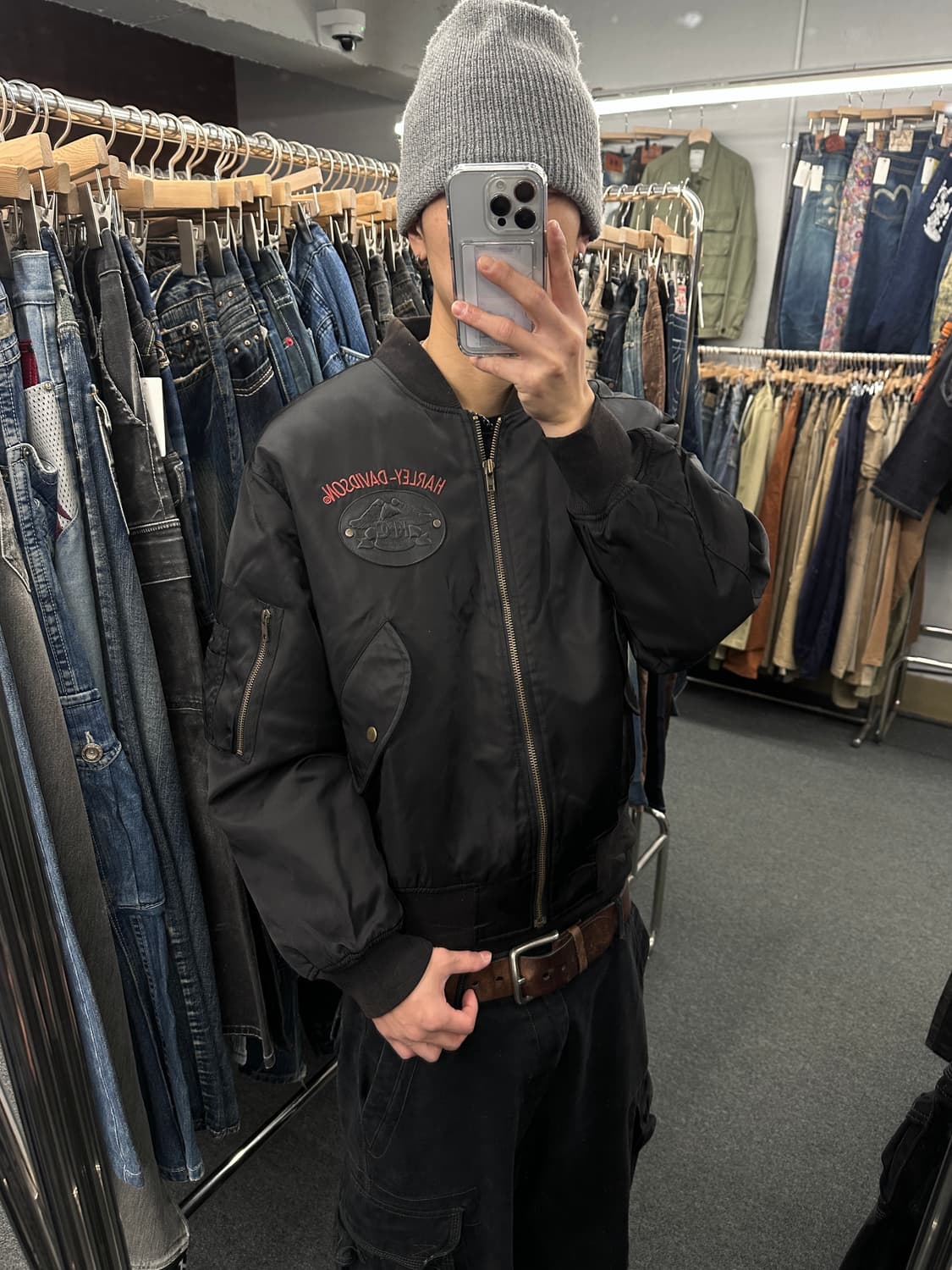 L) HOG 할리데이비슨 오너 그룹 ma-1 항공자켓 블랙 상품이미지1