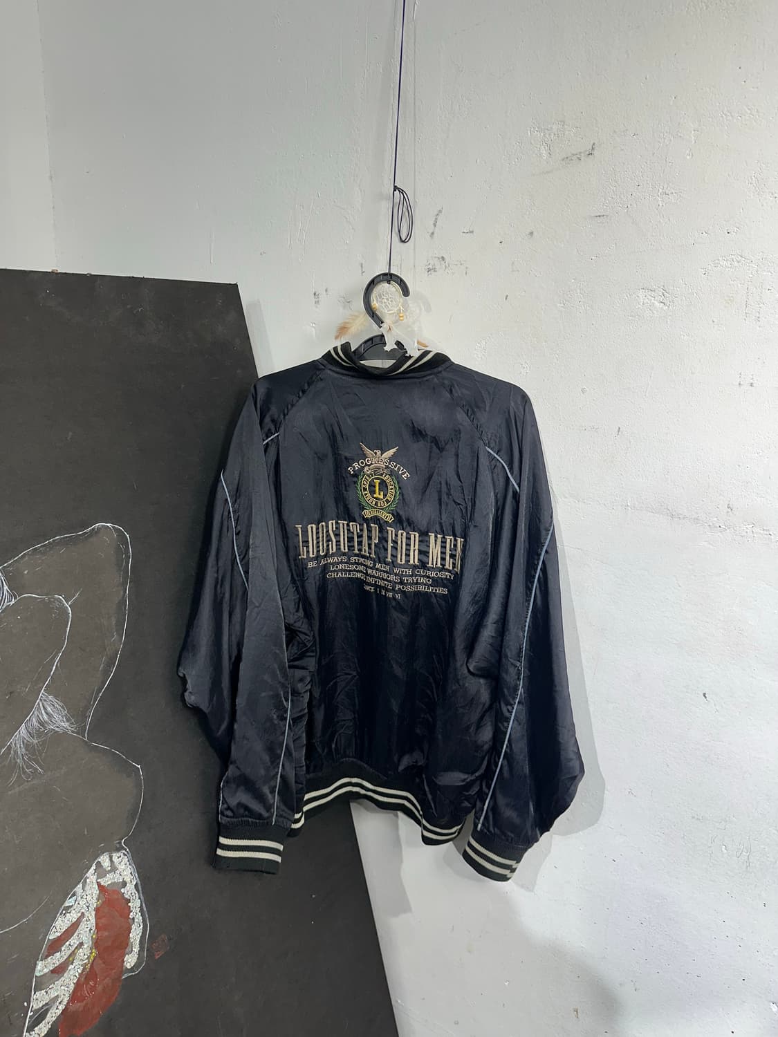 Jpn 일본빈티지 오리엔탈 일본 검정 스펠아웃 스카잔 자켓 상품이미지8