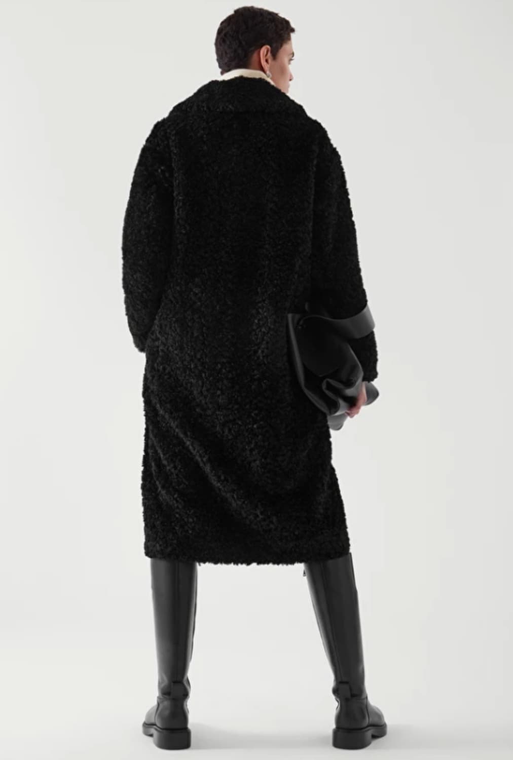 코스 뽀글이 테디베어 코트 블랙 상품이미지7