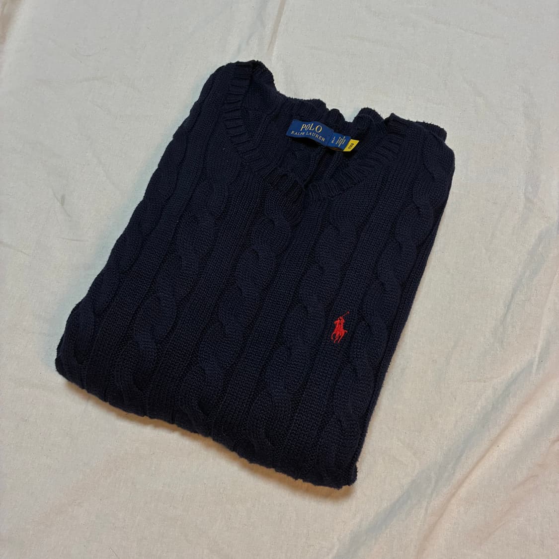 (정품 QR) 신형 폴로 랄프로렌 네이비 꽈배기 니트 L사이즈 상품이미지1
