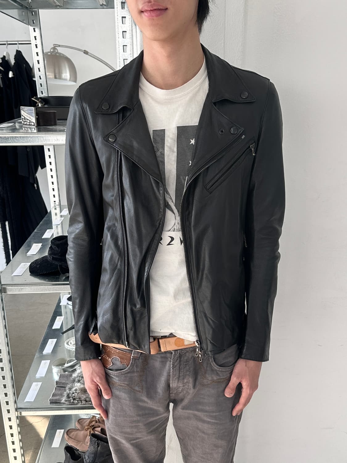 어태치먼트 사슴 가죽 라이더 자켓 상품이미지1