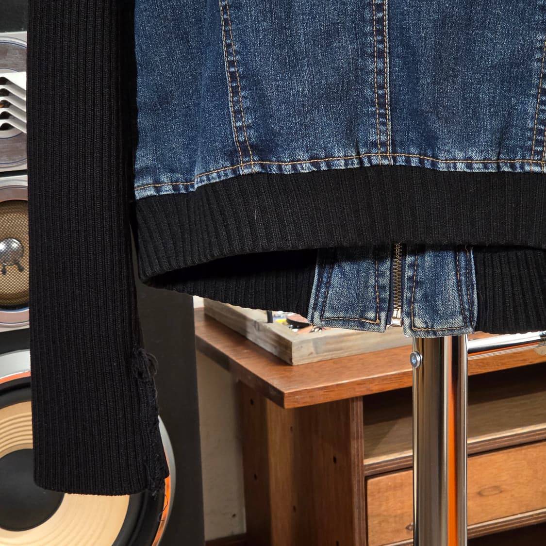 빈티지 니트 배색 데님 자켓 상품이미지6