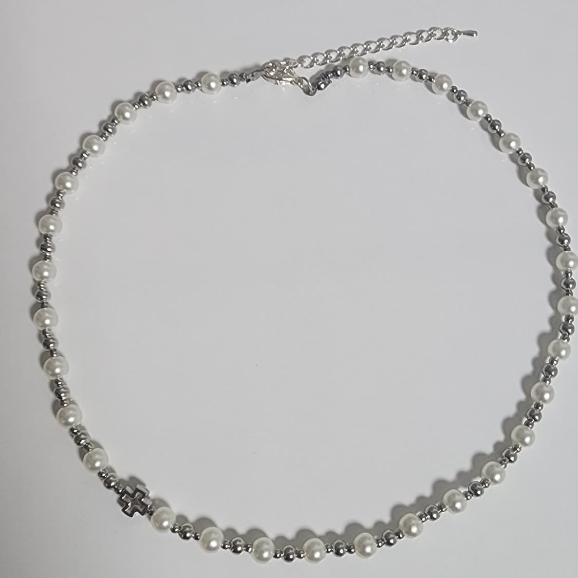 화이트 실버 십자가 목걸이 상품이미지5