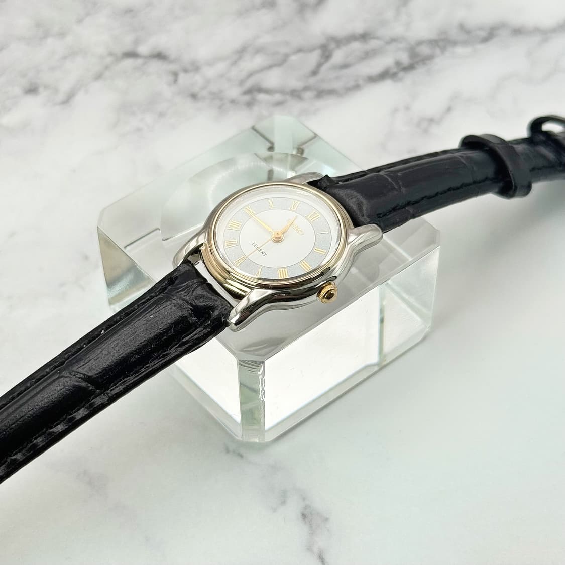 80s90s 빈티지 세이코 루센트 블루 샌드 다이얼 콤비 워치 상품이미지3