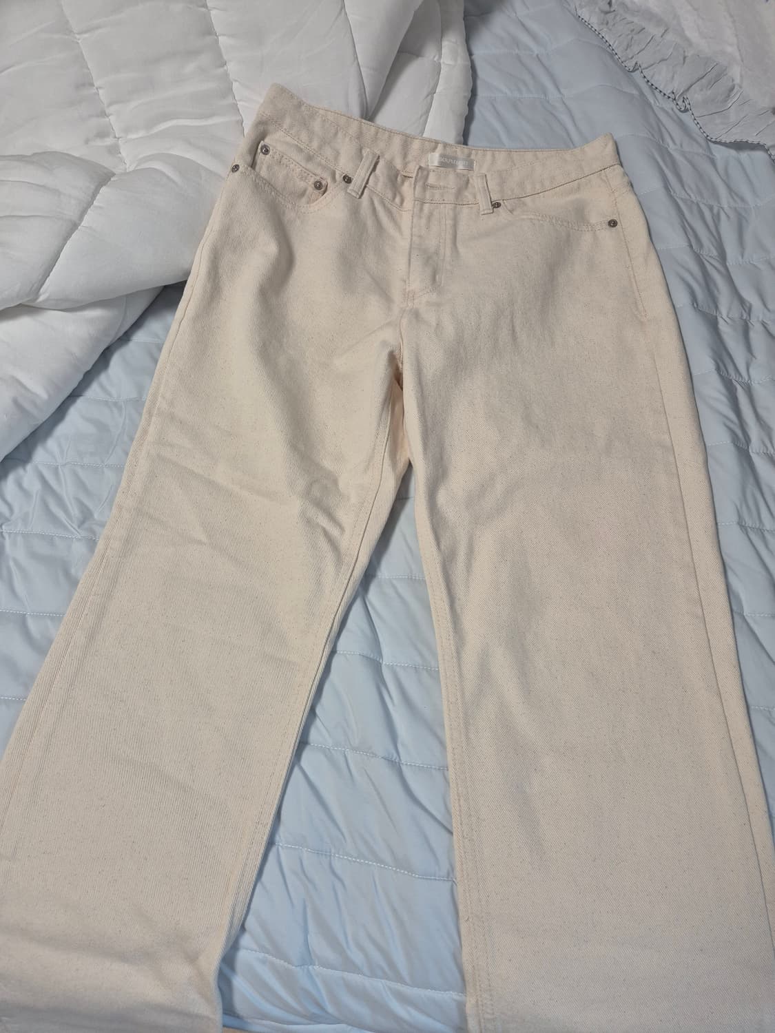 오더아카이브 미니멀 와이드 크림진 28 상품이미지1