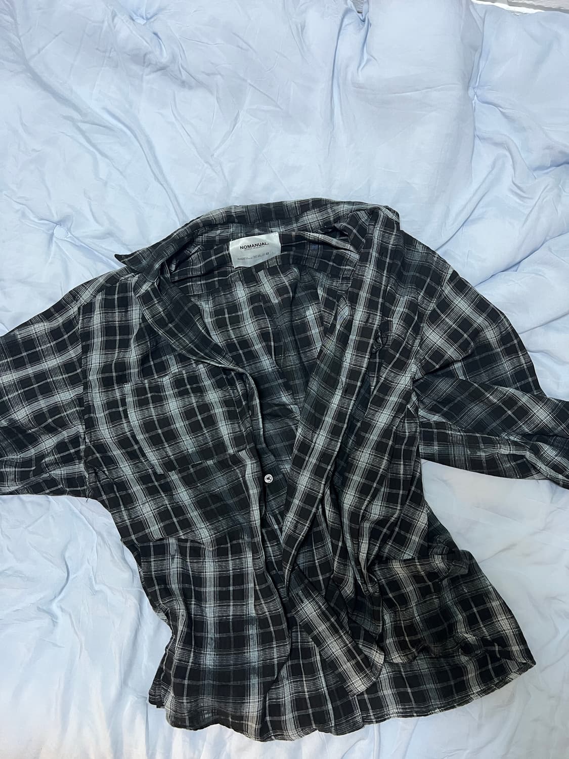 노매뉴얼 체크 셔츠 블랙 L사이즈 상품이미지4
