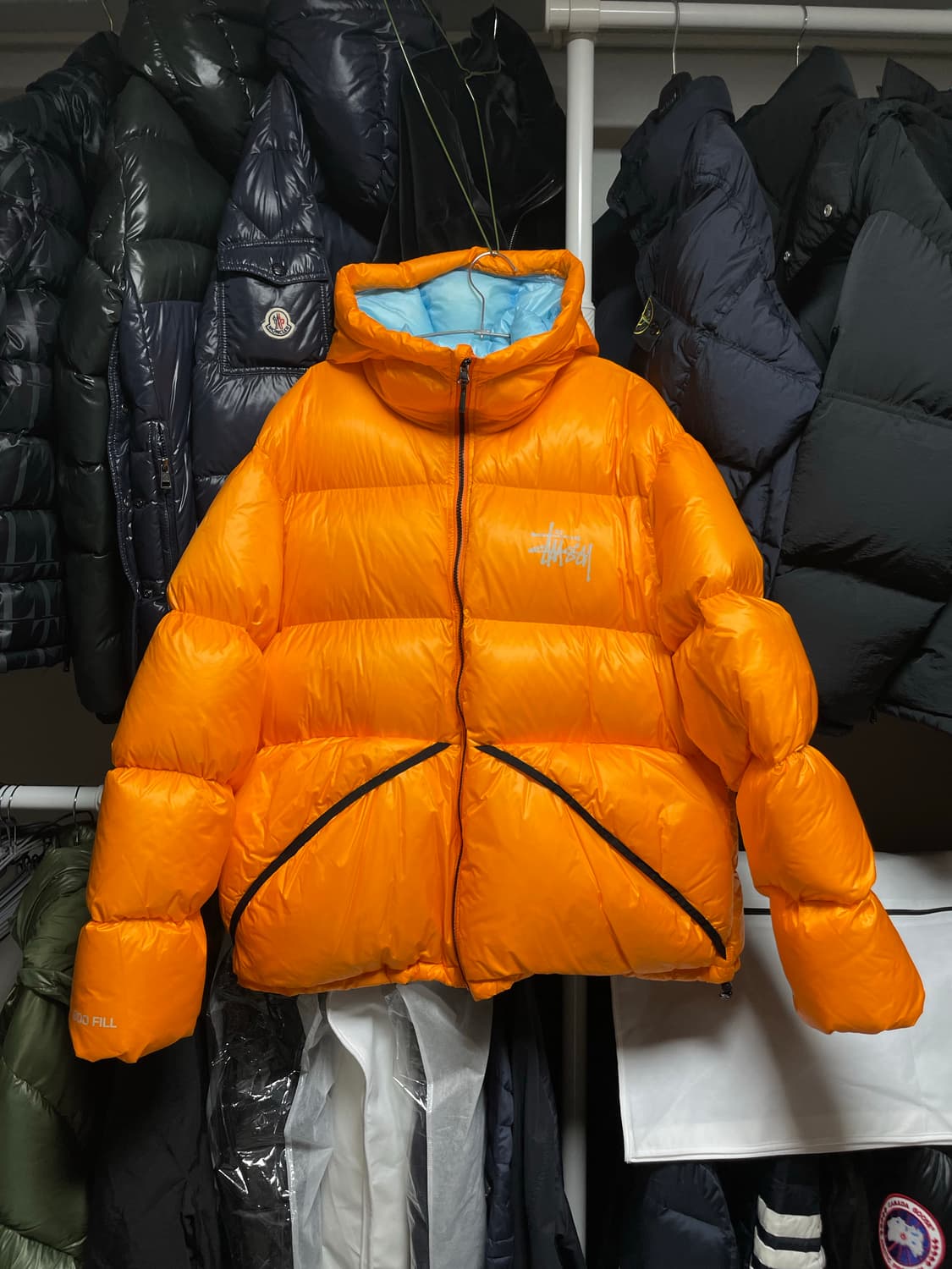 [L사이즈] 스투시 마이크로 립스탑 다운 파카 패딩 자켓 오렌지 상품이미지1