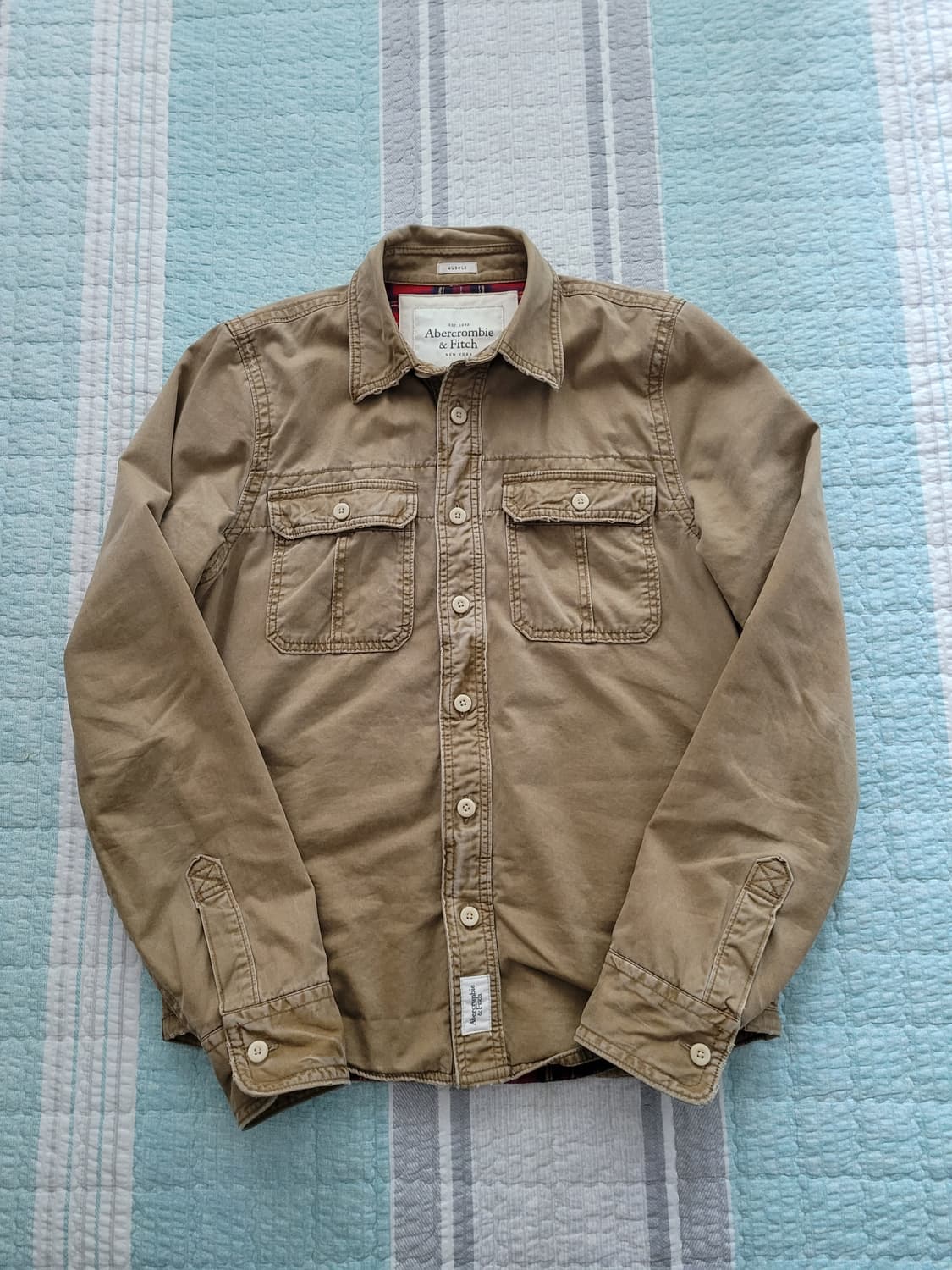 아베크롬비 Abercrombie 워크웨어 체크안감 셔츠형 자켓 XL 상품이미지1