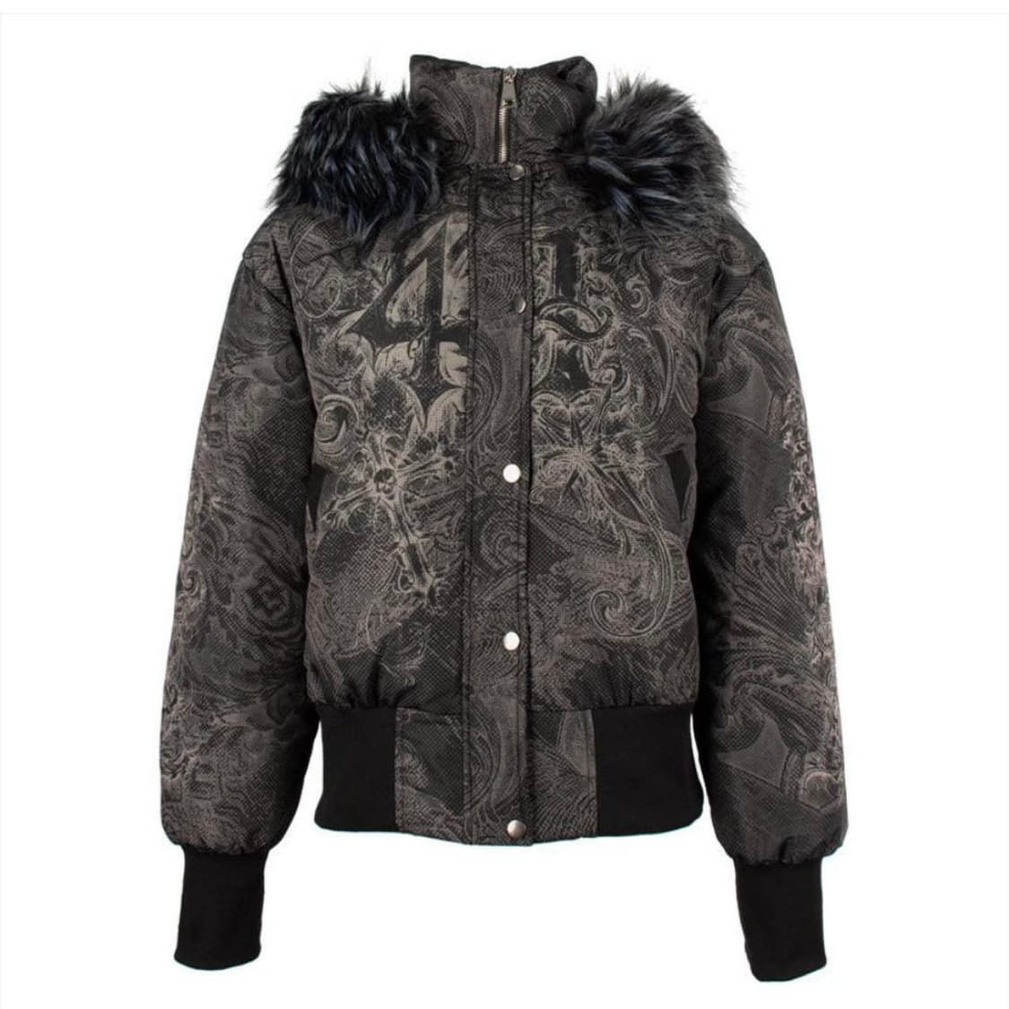 4RE1GN 퍼 후드 숏패딩 Y2K 덕다운 점퍼 고딕 오리엔탈 상품이미지5