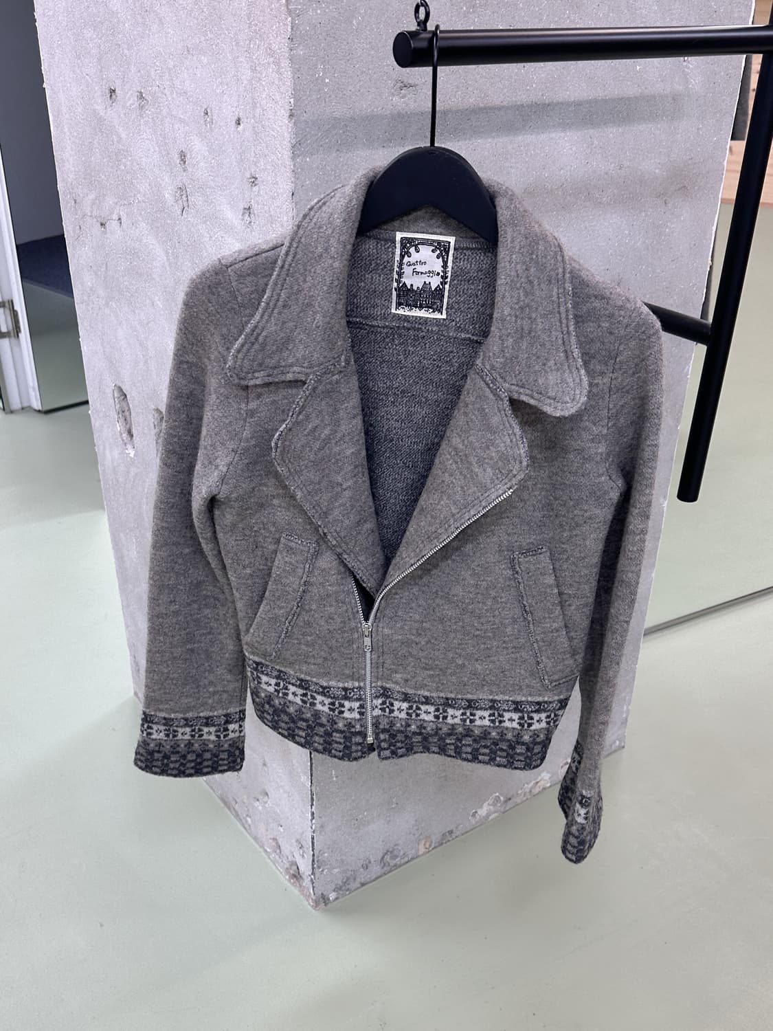 gray wool short zip jacket 상품이미지3
