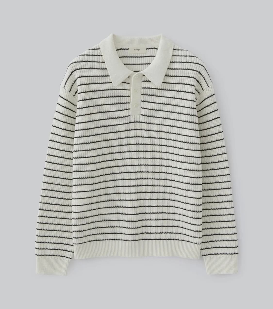 (2) 파브레가 코튼 폴로 스트라이프 니트 (아이보리) 상품이미지1