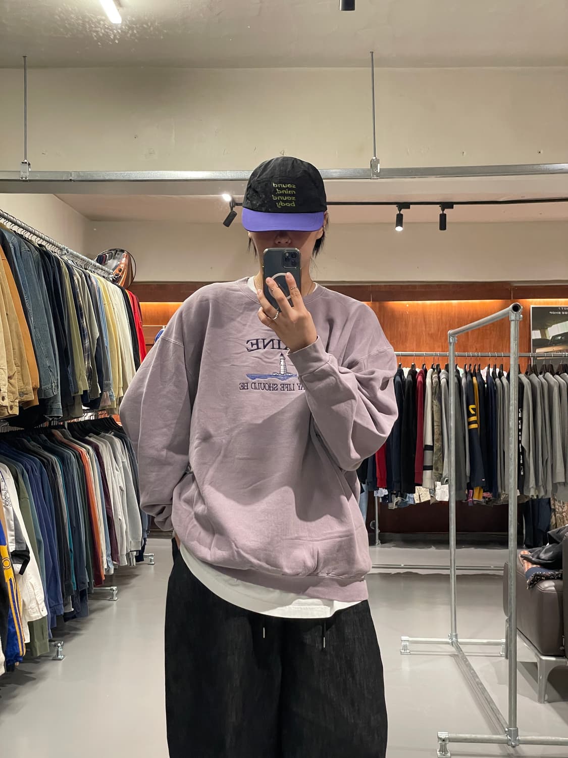 90‘s 빈티지 맨투맨 티셔츠 (연보라색)   상품이미지1