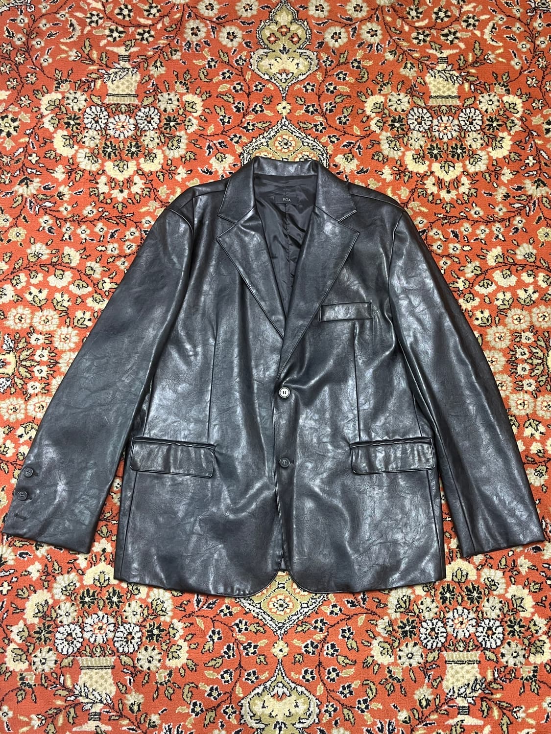[착용샷] ROA 페이크 레더 가죽 블레이저 블랙 Free 상품이미지1