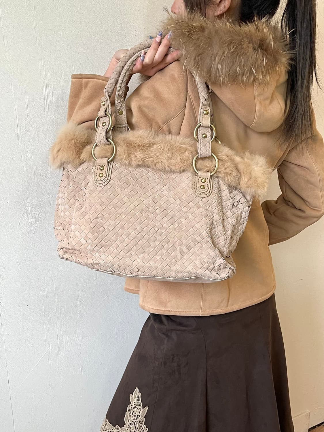 Crea mure 레더 크림 퍼 백 상품이미지6