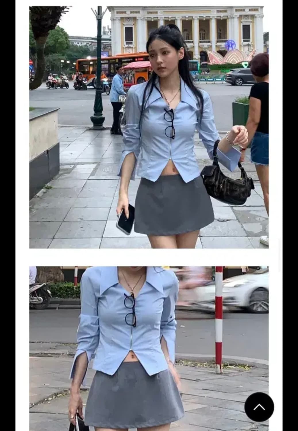 카키포인트 집업 셔츠 블루 s 상품이미지3