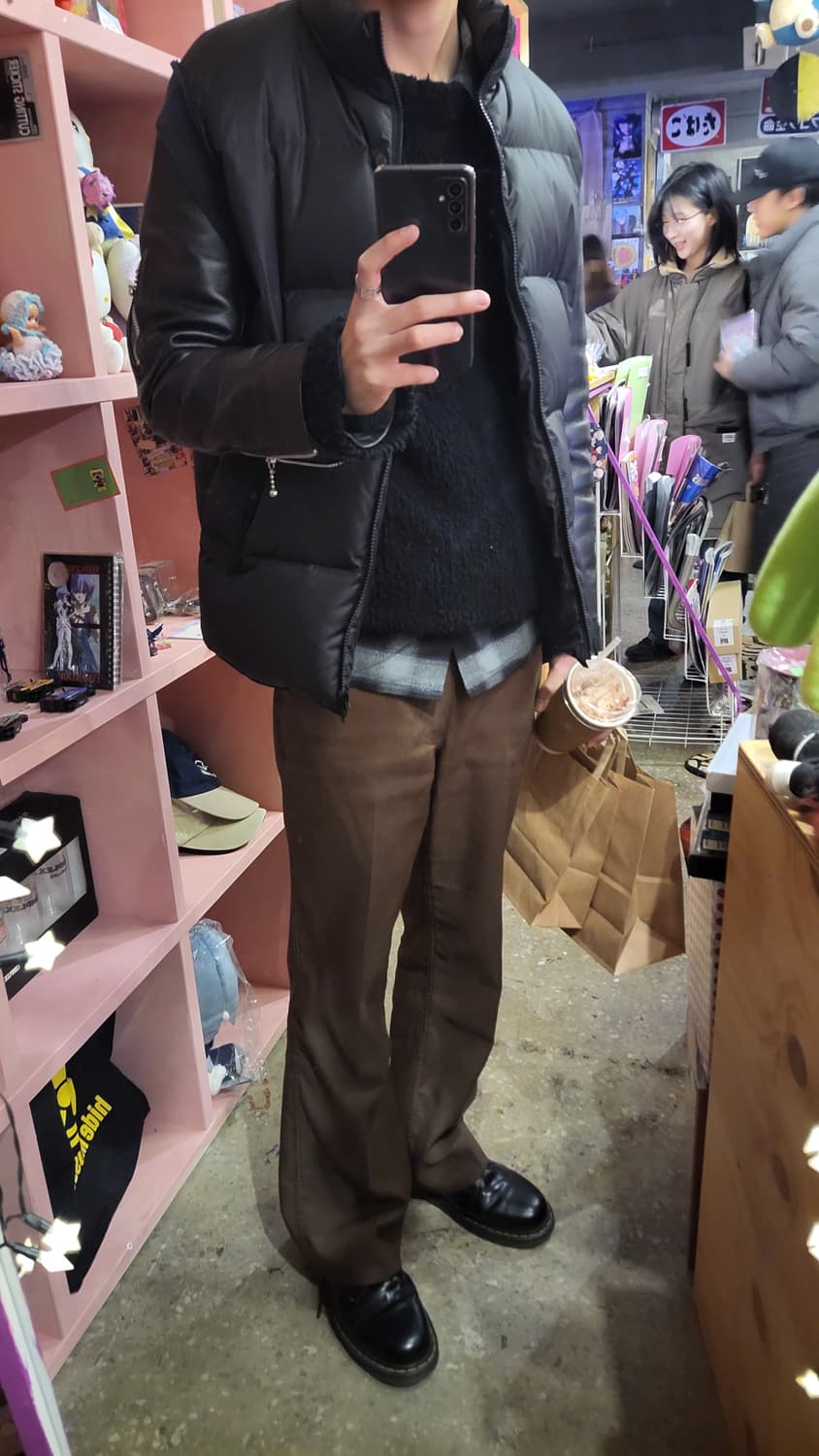 언더커버 레더 슬리브 다운 패딩 자켓 상품이미지3