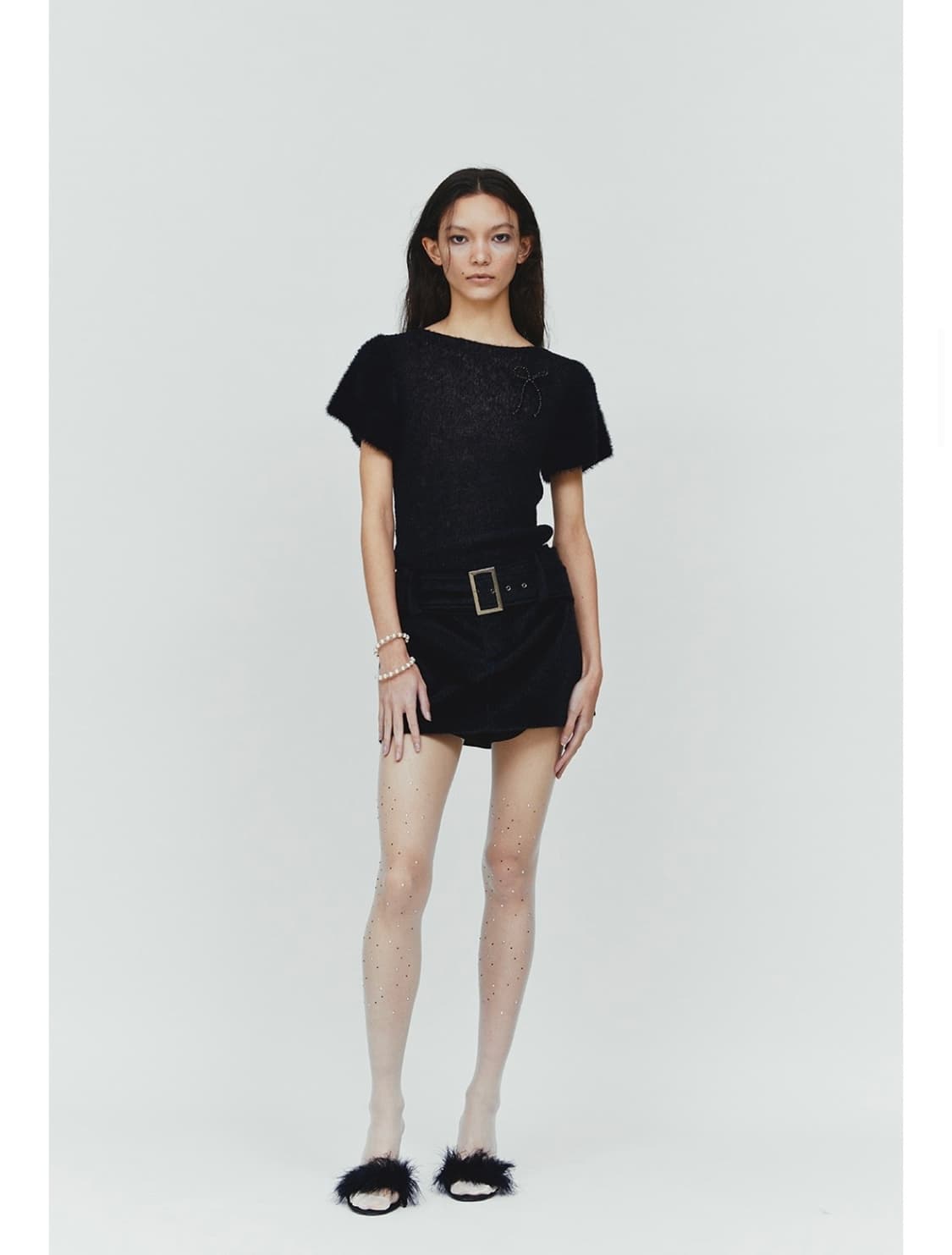 다이애그널 CALFSKIN BUCKLE SKIRT (black) 상품이미지3
