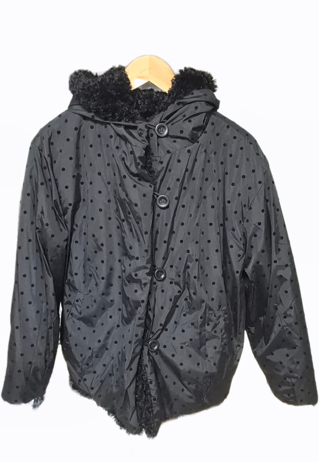 도트 리버시블 퍼자켓 블랙 상품이미지2