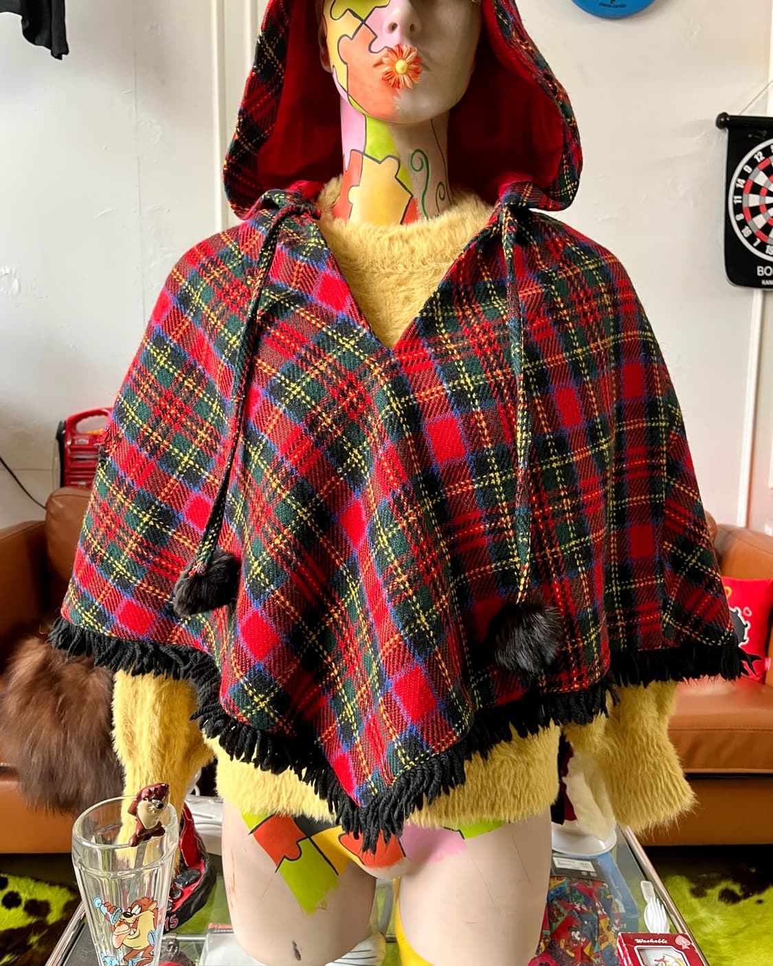 1980-90s SHALON in Tokyo Check Hood Cape 상품이미지2