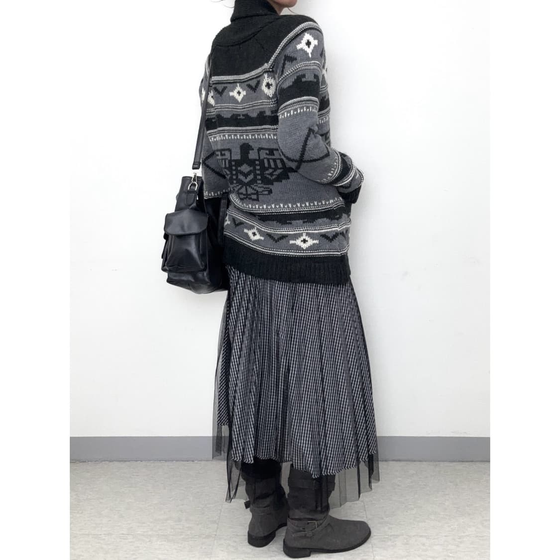 빈티지 리버시블 블랙 샤 스커트 상품이미지2