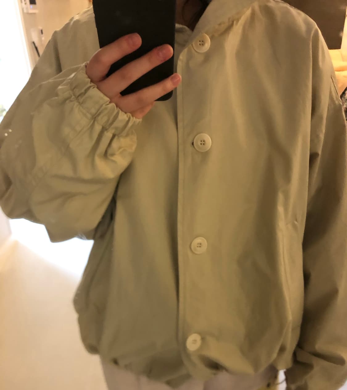 스트링 버튼 야상 후드 점퍼 블루종 상품이미지2