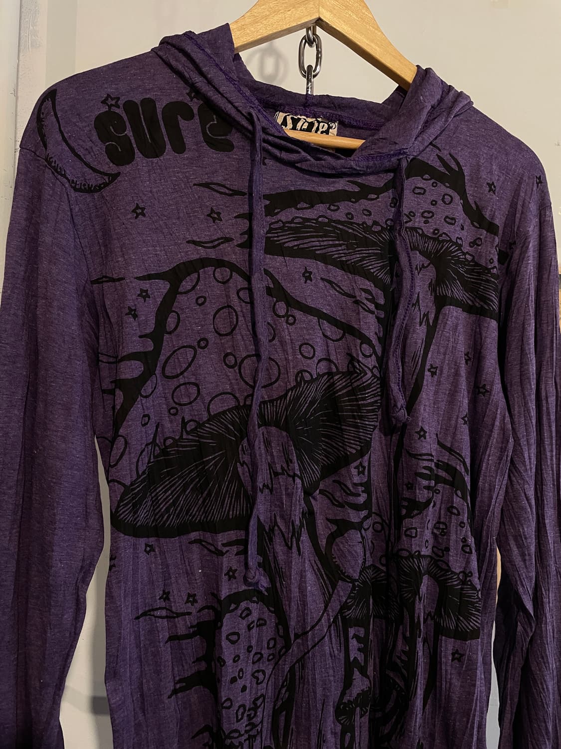버섯 프린팅 퍼플 후드티 히피 상품이미지3