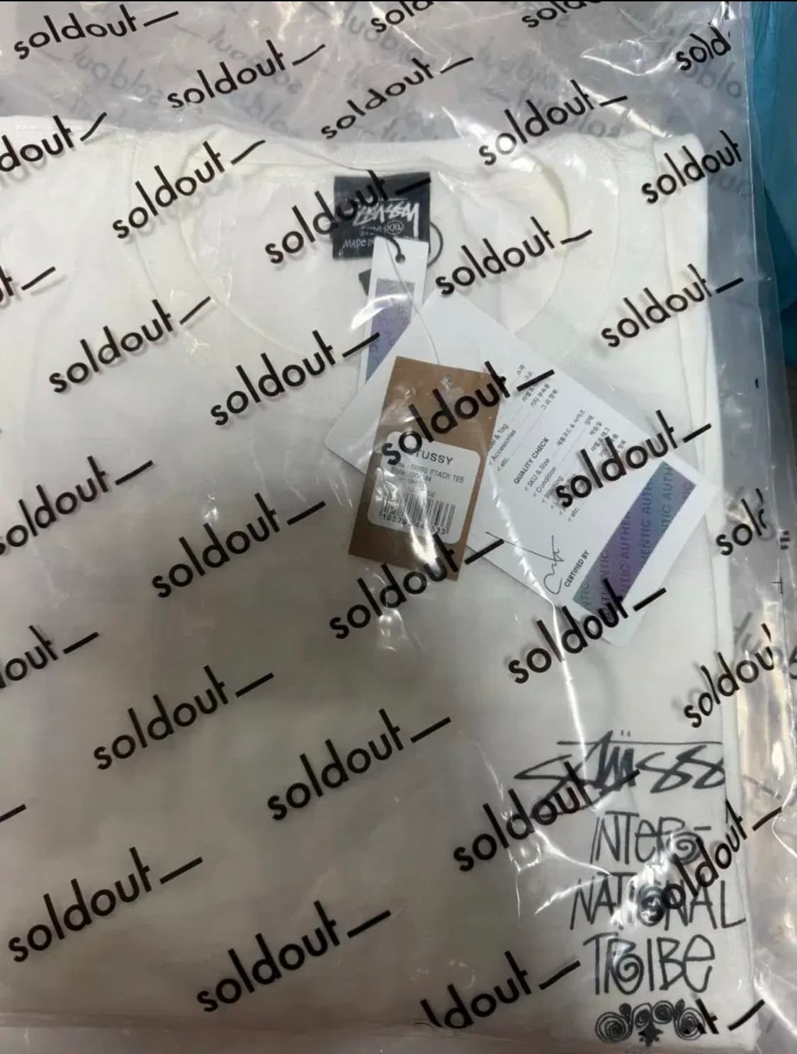 스투시 트라이브 스택 티셔츠 화이트 xxl 상품이미지2