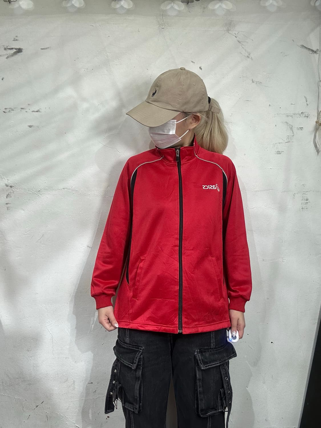 아식스 레드 빅 로고 프린팅 올드스쿨 트랙탑 져지  상품이미지2