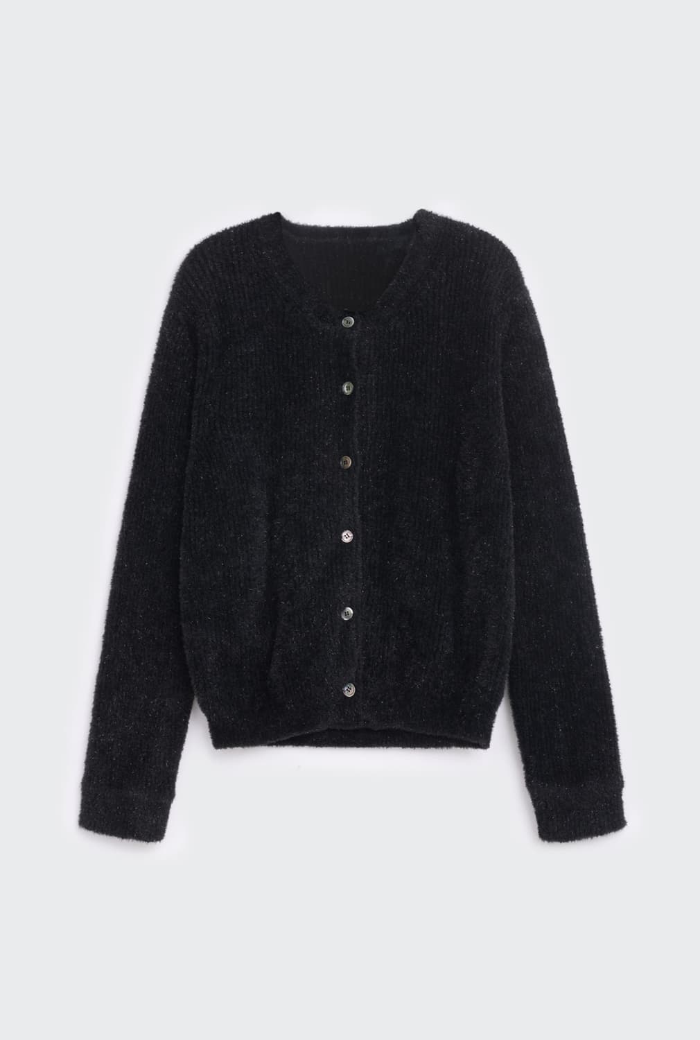 COSMOSS TINSEL BUTTON CARDIGAN (BLACK) 상품이미지1